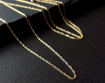 Pure 18K Gold 16 or 18 Inch Gossamer Necklace Chain