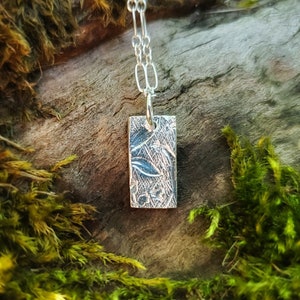 Tiny Garden Treasure Pure Silver Rectangle Pendant with Soldered Ring by Quintessential Arts image 1