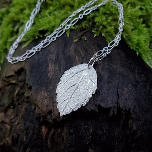 Melissa officinalis - Lemon Balm -Oxidized Pure Silver Real Botanical Leaf Pendant Handmade  by Quintessential Arts