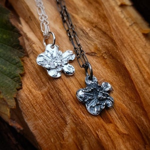 Crataegus monogyna - Hawthorn Tree - Fine Silver Real Flower Pendant  - by Quintessential Arts