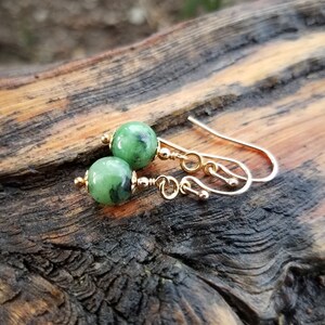 Jade Earrings in Gold  by Quintessential Arts