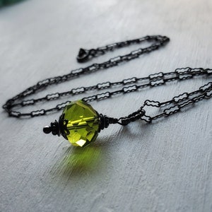 Green Glass Charm Pendant -Sterling Silver-  by Quintessential Arts
