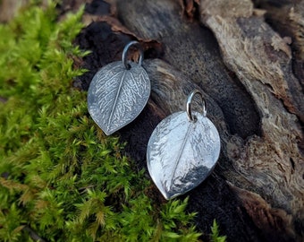 Sorbus aucuparia - Rowan Tree (Mountain Ash) Small Teardrop - Pure Eco-Friendly Recycled Silver Real Leaf Pendant  by Quintessential Arts