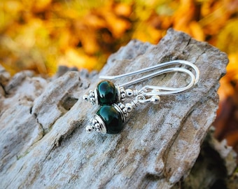 Petite Malachite - Sterling Silver Earrings by Quintessential Arts