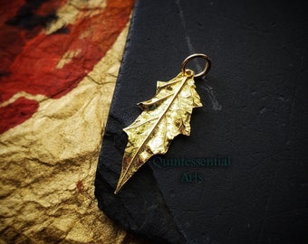 Datura stramonium - Small Moonflower Leaf Pendant in 22k Gold  by Quintessential Arts