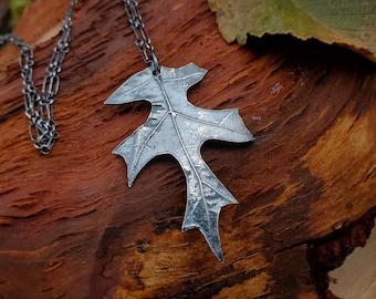 Quercus coccinea - Scarlet Oak Tree Leaf - Eco Friendly Artisan Pure Silver Pendant by Quintessential Arts
