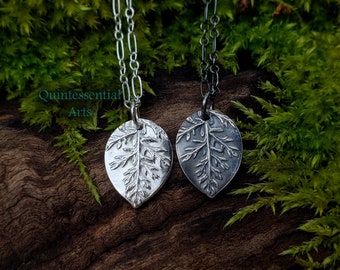 Achillea millefolium - Yarrow Leaf - Pure Silver Teardrop Pendant  by Quintessential Arts