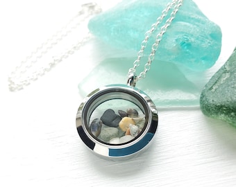 Beach Finds Round Glass Locket Necklace  by Quintessential Arts