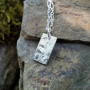 Tiny Garden Treasure Pure Silver Rectangle Pendant with Soldered Ring by Quintessential Arts image 2