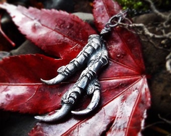 Nevermore - Crow 3 Talon Pendant in Pure Silver  by Quintessential Arts