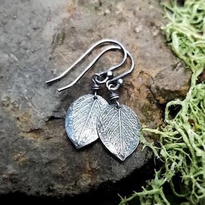 Sorbus aucuparia - Rowan Tree (Mountain Ash) Small Teardrops - Pure Silver Leaf Earrings  by Quintessential Arts