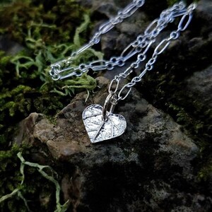 Tiny Heart Leaf - Pure Silver Pendant with Soldered Ring  by Quintessential Arts