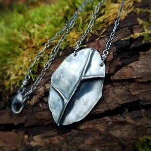 Crataegus monogyna - Hawthorn Tree - Large Pure Silver Thorn Mural Necklace-  by Quintessential Arts