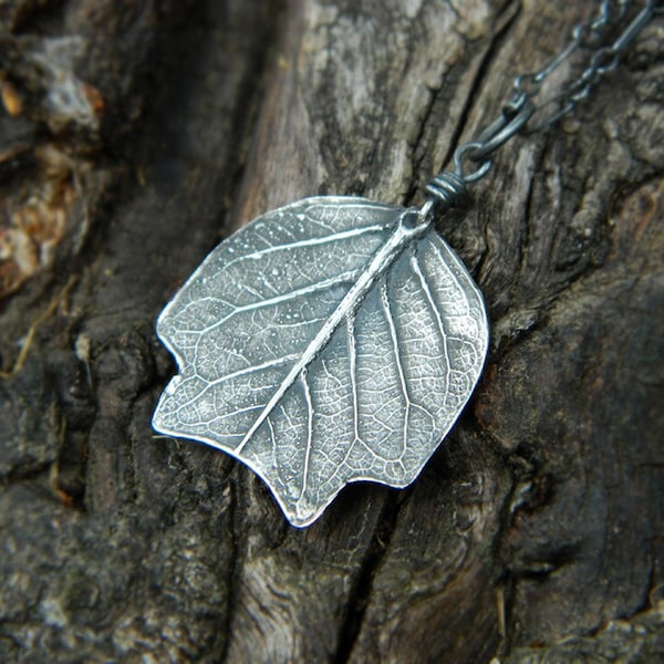 Liriodendron tulipifera - Tulip Tree - Real Botanical Leaf Pendant in Pure Silver  by Quintessential Arts
