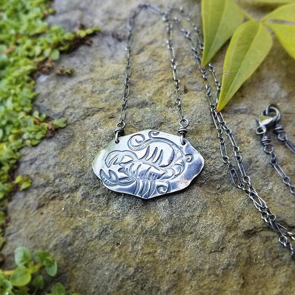 Scorpio - The Scorpion - Handmade Pure Silver and Sterling Necklace   by Quintessential Arts
