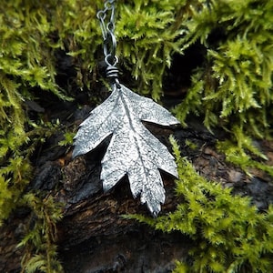 Crataegus monogyna - Hawthorn Tree - Pure Silver Real Leaf Pendant- by Quintessential Arts