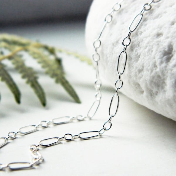 Custom Length - Delicate Sterling Silver Necklace Chain - Shiny/Oxidized  by Quintessential Arts