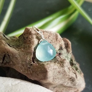 Pale Aqua Blue Chalcedony Charm Pendant  by Quintessential Arts