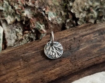 Tiny Achillea millefolium - Yarrow Leaf - Pure Silver Pendant with Soldered Ring  by Quintessential Arts