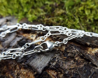 Custom Length - Thicker Chain Sterling Silver Necklace - Shiny/Oxidized