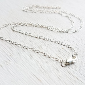 Sterling Silver Delicate Figaro Necklace Chain 18 inches Shiny/Oxidized image 1