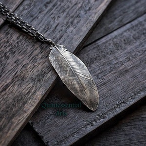 Nevermore - Smaller Crow Feather Pendant in Pure Silver  by Quintessential Arts