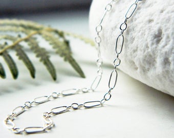Custom Length - Delicate Sterling Silver Necklace Chain - Shiny/Oxidized  by Quintessential Arts