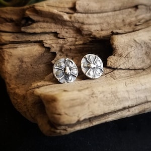 Sambucus nigra - Elder Flower - Pure Silver and Sterling Stud Botanical Earrings  by Quintessential Arts