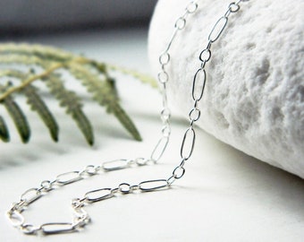 Custom Length - Delicate Sterling Silver Necklace Chain - Shiny/Oxidized  by Quintessential Arts