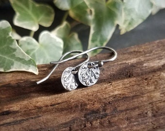 Tiny Achillea millefolium - Yarrow Leaf - Pure Silver Earrings  by Quintessential Arts