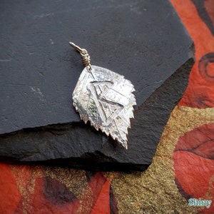 Berkana Rune Betula Birch Leaf Handmade Pure Silver Pendant by Quintessential Arts image 3