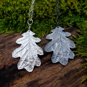 Quercus garryana White Oak Tree Leaf Eco Friendly Artisan Pure Silver Pendant by Quintessential Arts image 3