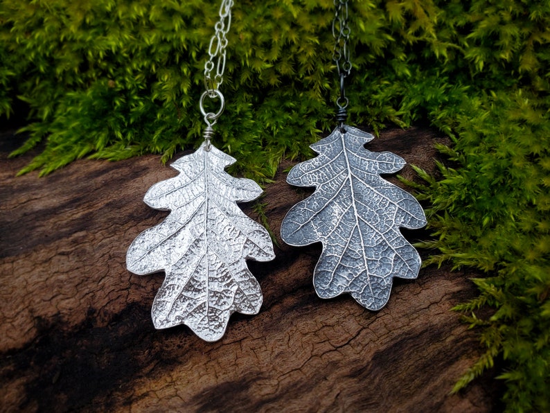 Quercus garryana White Oak Tree Leaf Eco Friendly Artisan Pure Silver Pendant by Quintessential Arts image 3