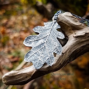 Quercus garryana White Oak Tree Leaf Eco Friendly Artisan Pure Silver Pendant by Quintessential Arts image 2