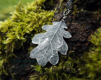 Quercus garryana - White Oak Tree Leaf - Eco Friendly Artisan Pure Silver Pendant by Quintessential Arts