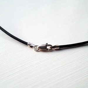 Schwarze Lederkette - 16, 18, 20 oder 24 Zoll, Sterlingsilberverschluss