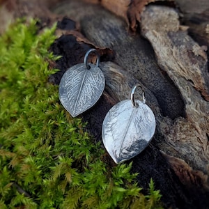 Sorbus aucuparia - Rowan Tree (Mountain Ash) Small Teardrop - Pure Eco-Friendly Recycled Silver Real Leaf Pendant  by Quintessential Arts