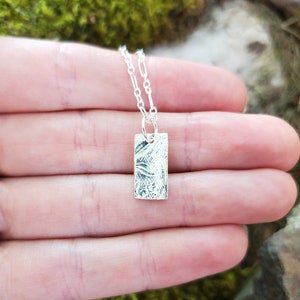 Tiny Garden Treasure Pure Silver Rectangle Pendant with Soldered Ring by Quintessential Arts image 4