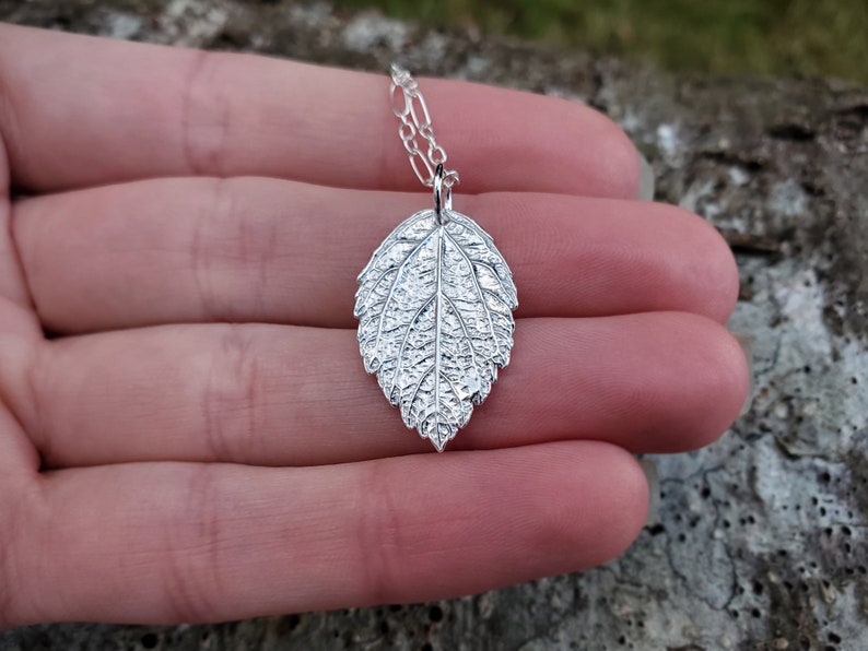 Melissa officinalis Lemon Balm Oxidized Pure Silver Real Botanical Leaf Pendant Handmade by Quintessential Arts image 3