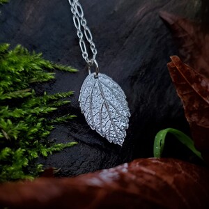 Melissa officinalis Lemon Balm Oxidized Pure Silver Real Botanical Leaf Pendant Handmade by Quintessential Arts image 2