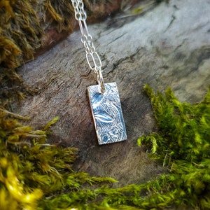 Tiny Garden Treasure Pure Silver Rectangle Pendant with Soldered Ring by Quintessential Arts image 3