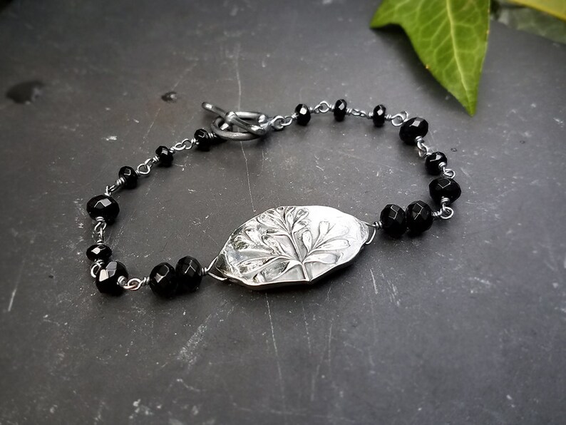 Ruta graveolens Rue Fine Silver Bracelet with Black Stones Etsy