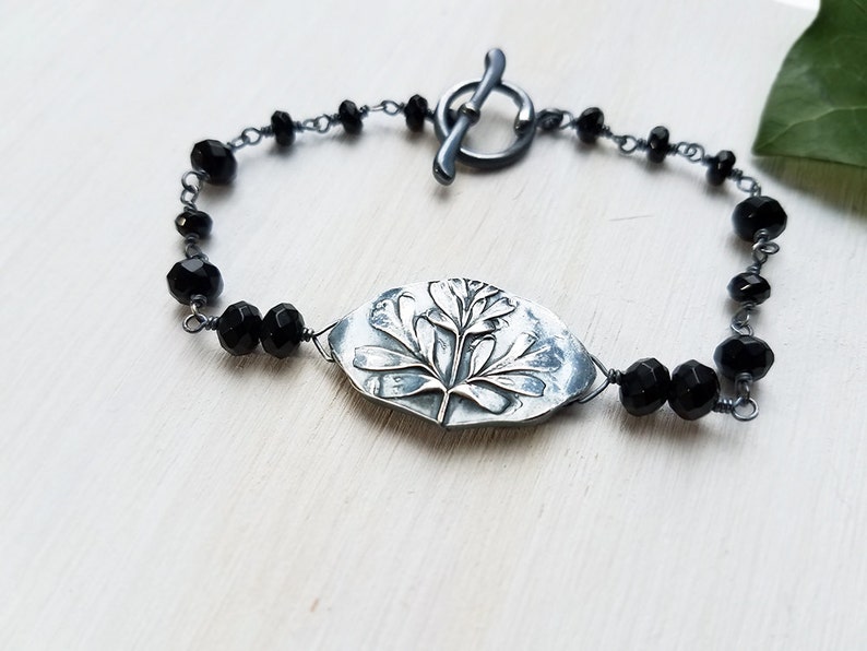 Ruta graveolens Rue Fine Silver Bracelet with Black Stones Etsy