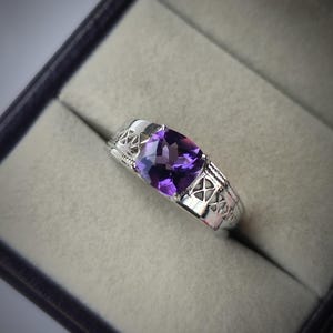 cushion Cut Amethyst Ring in 925 Sterling Silver – Promise Ring, Proposal Ring, Amethyst Jewelry, Birthday Gift for Her wedding ring girls