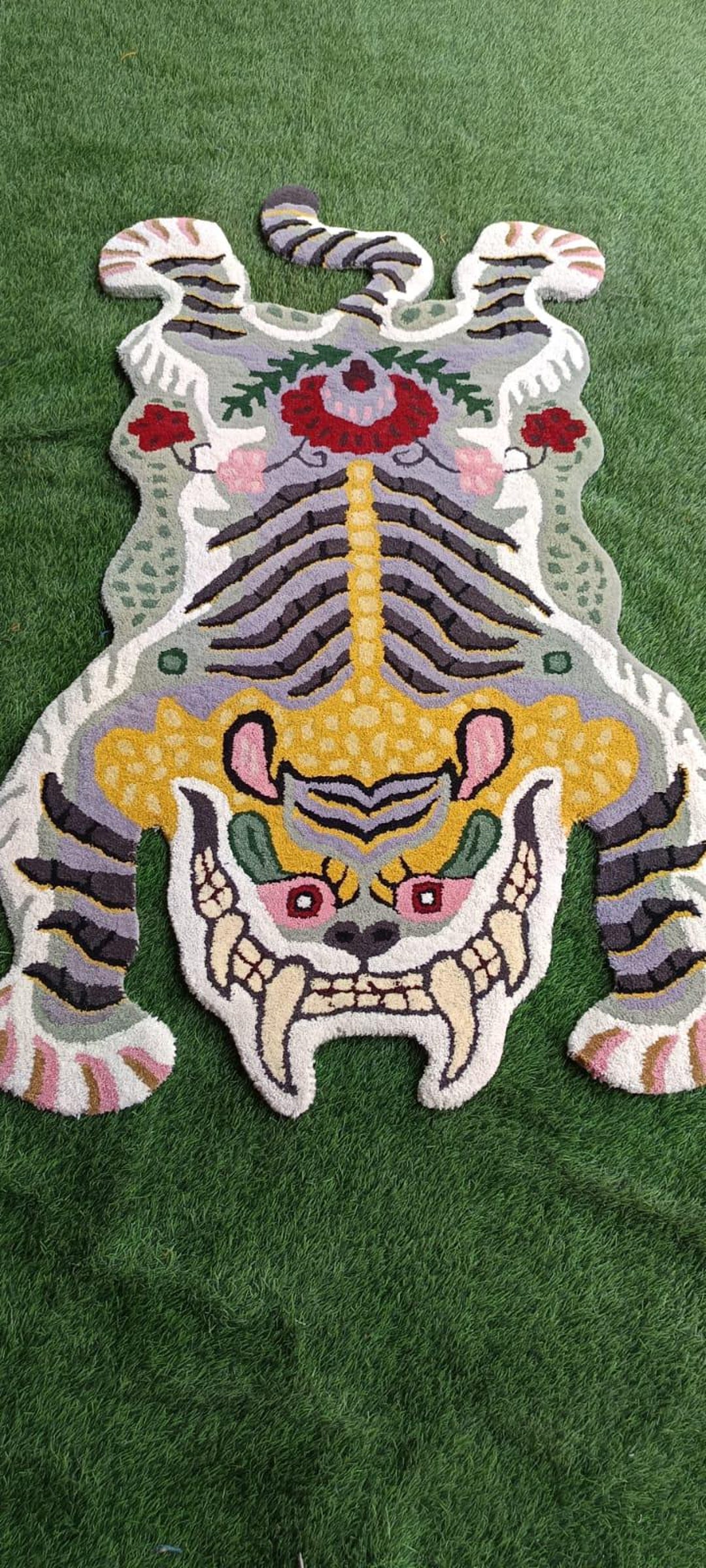 Tiger Shape Rug Tibetan Tiger Rug | Tiger Wool Animal Shaped Carpet 3x5ft | Handmade ...