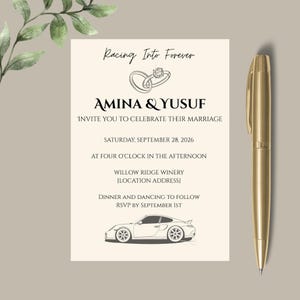 Anpassbare Auto-Hochzeitseinladung - Bearbeitbare Vorlage, Sofort-Download