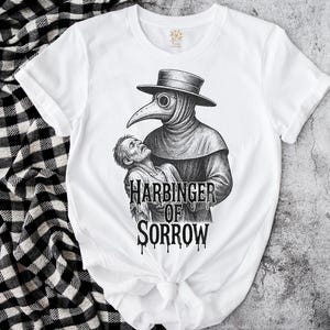 Harbinger of Sorrow Pest Doktor Shirt Gothic Horror T-Shirt Grafik Tee Vintage Style Death Top Black Death Metal Style
