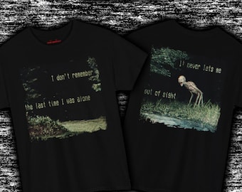 Analog Horror T-Shirt: Creepy Forest, Skeletal Creature Graphic Tee
