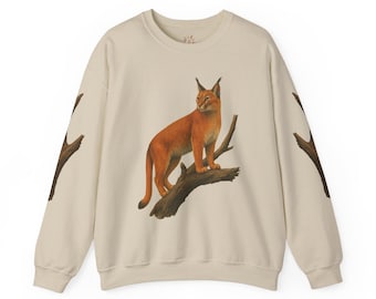 Floppa Caracal Cat Vintage Style Sweatshirt Wild Jungle Vibes, Big Cat Aesthetic, Cool Nature Graphic for Animal & Meme Lovers