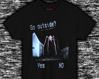 Go Outside Horror T-Shirt Giant Creature VHS Glitch Tee  Scary Analog Horror Outdoor Monster Shirt